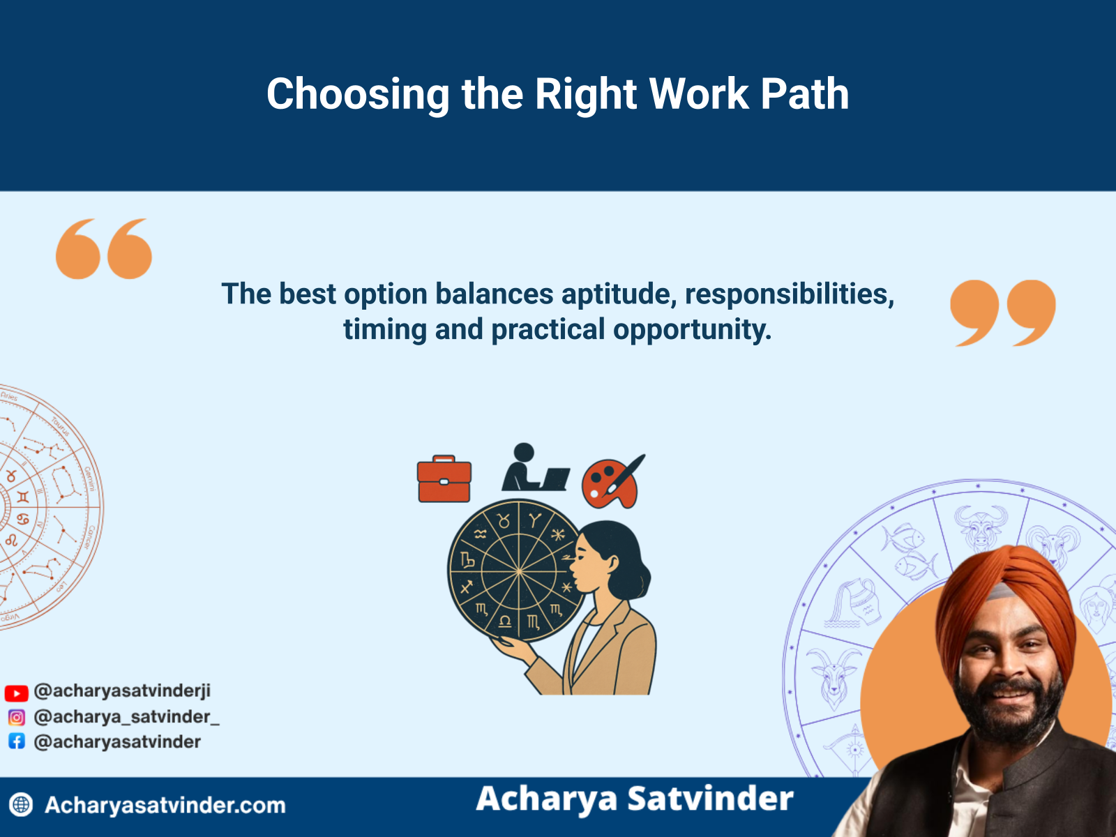Professional comparing realistic work paths with astrological guidance