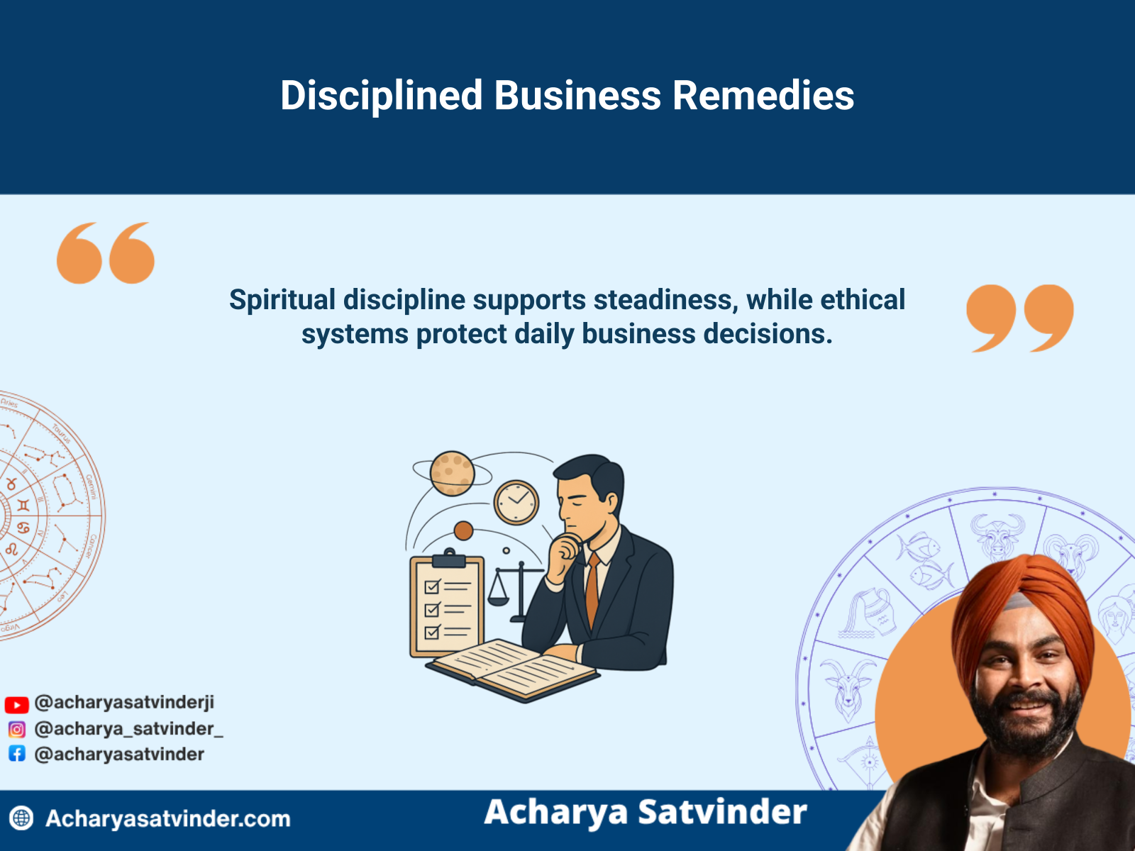 Entrepreneur combining spiritual steadiness with ethical records and disciplined business routines