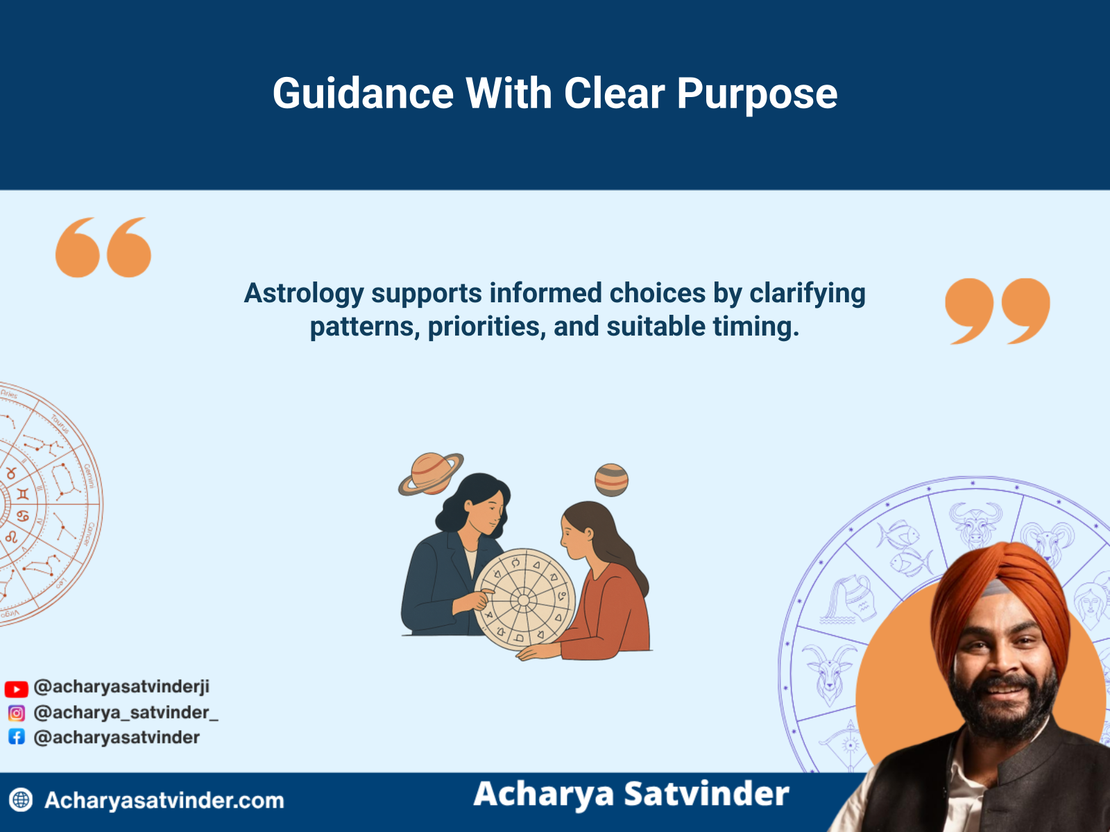 Vedic astrology advisor explaining planetary direction and practical choices to a client