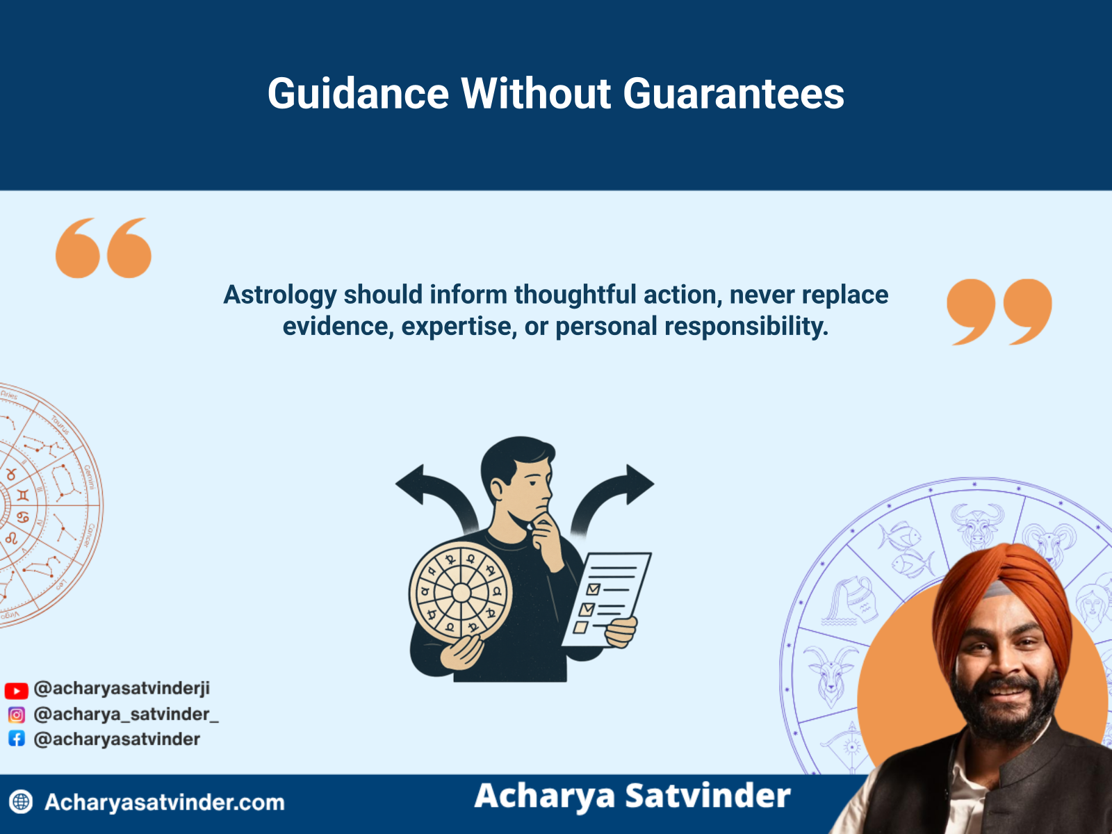 Thoughtful decision-maker using astrology alongside evidence and personal responsibility