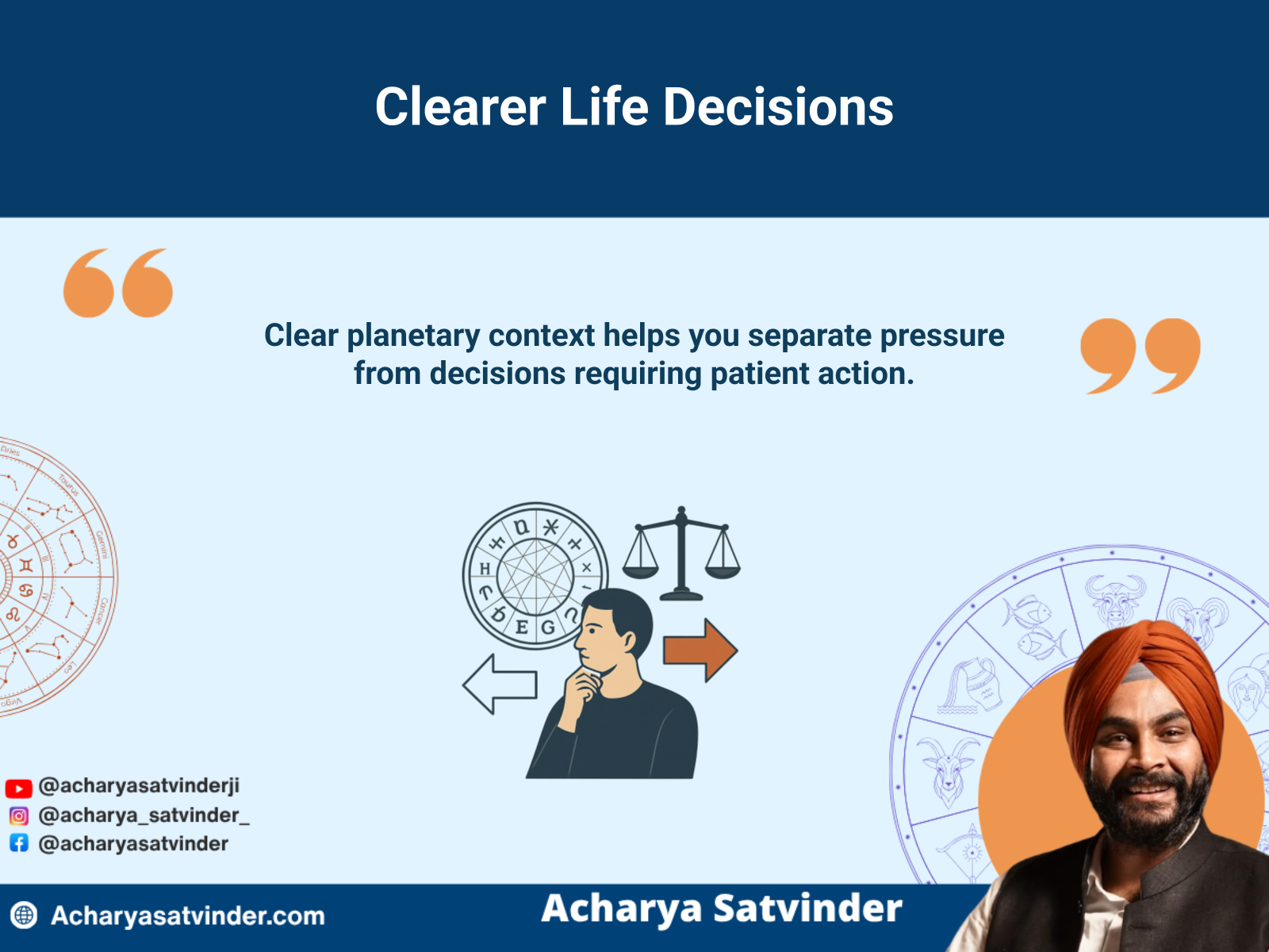 Person using planetary guidance to consider an important life decision calmly