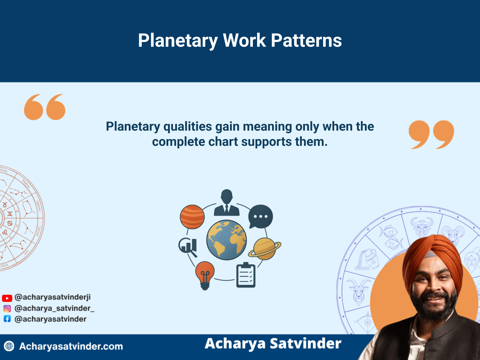 Planetary symbols representing different professional strengths and working styles